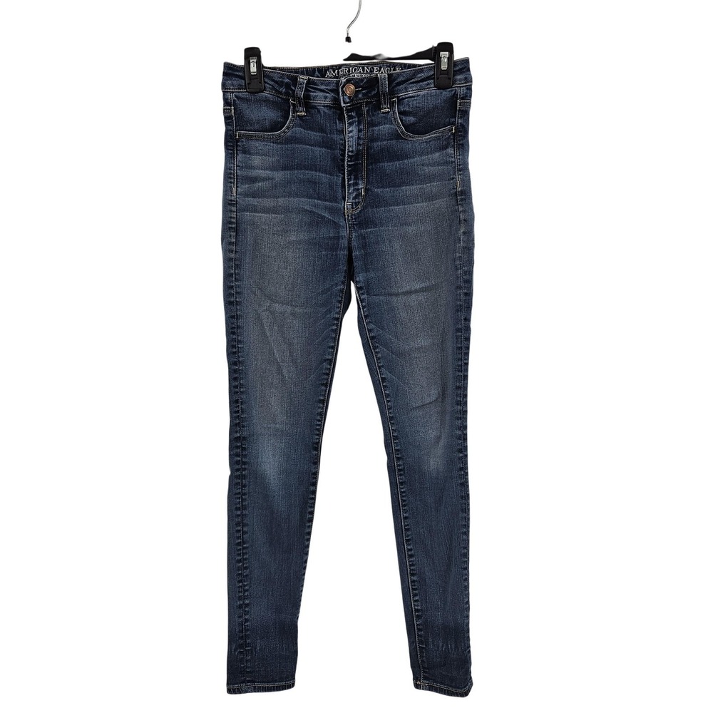 American Eagle Jeans Womens 4 Blue Super Hi-Rise Jegging Stretch Skinny Denim - Picture 1 of 9